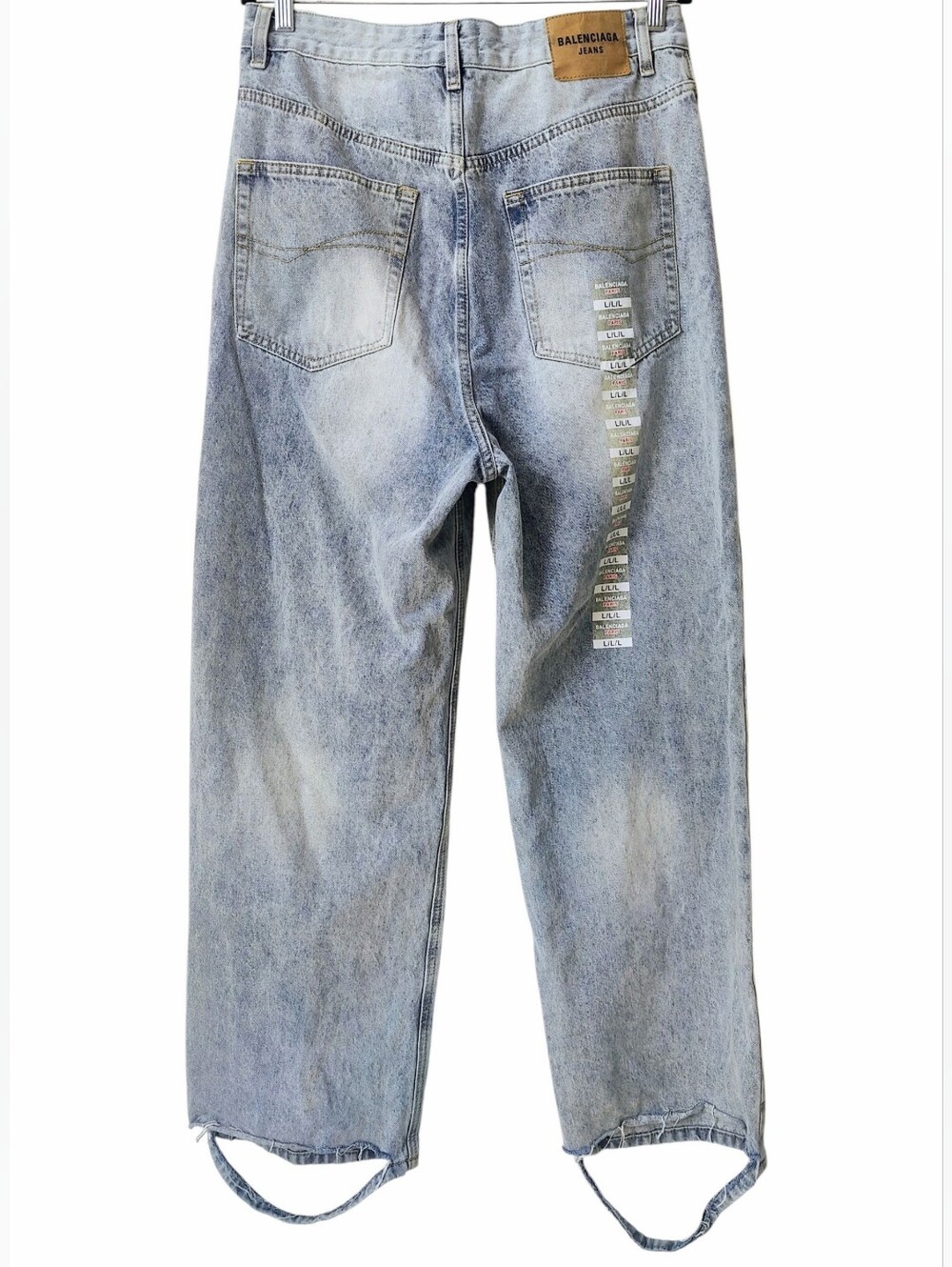 BALENCIAGA Sticker Jeans L Unisex Denim Pants Blue